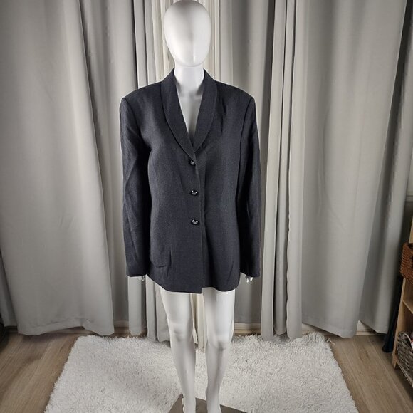 Kasper ASL Women's Charcoal Leading to Black Three Button Blazer Size 18 - Picture 1 of 12